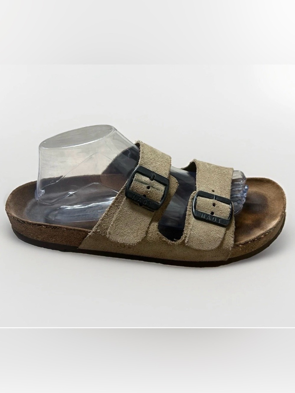 Naot Men’s Sandals Sz US 11 EU 44 Beige Santa Barbara 2 Suede 2 Strap Slide